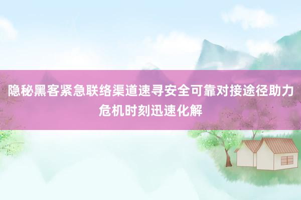 隐秘黑客紧急联络渠道速寻安全可靠对接途径助力危机时刻迅速化解