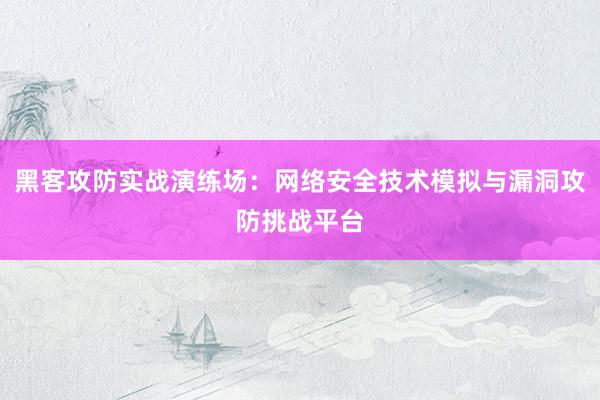 黑客攻防实战演练场：网络安全技术模拟与漏洞攻防挑战平台